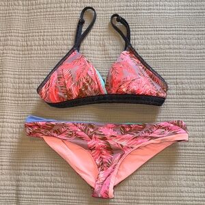 Maaji Pink and Black Tropical Bikini Set